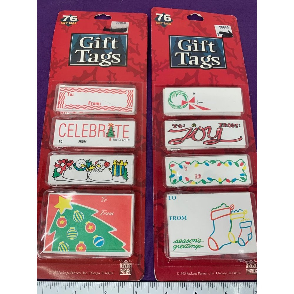 Vintage Gift Tags 1995 Package Partners 75 Gift Tags Per Package Lot of Two